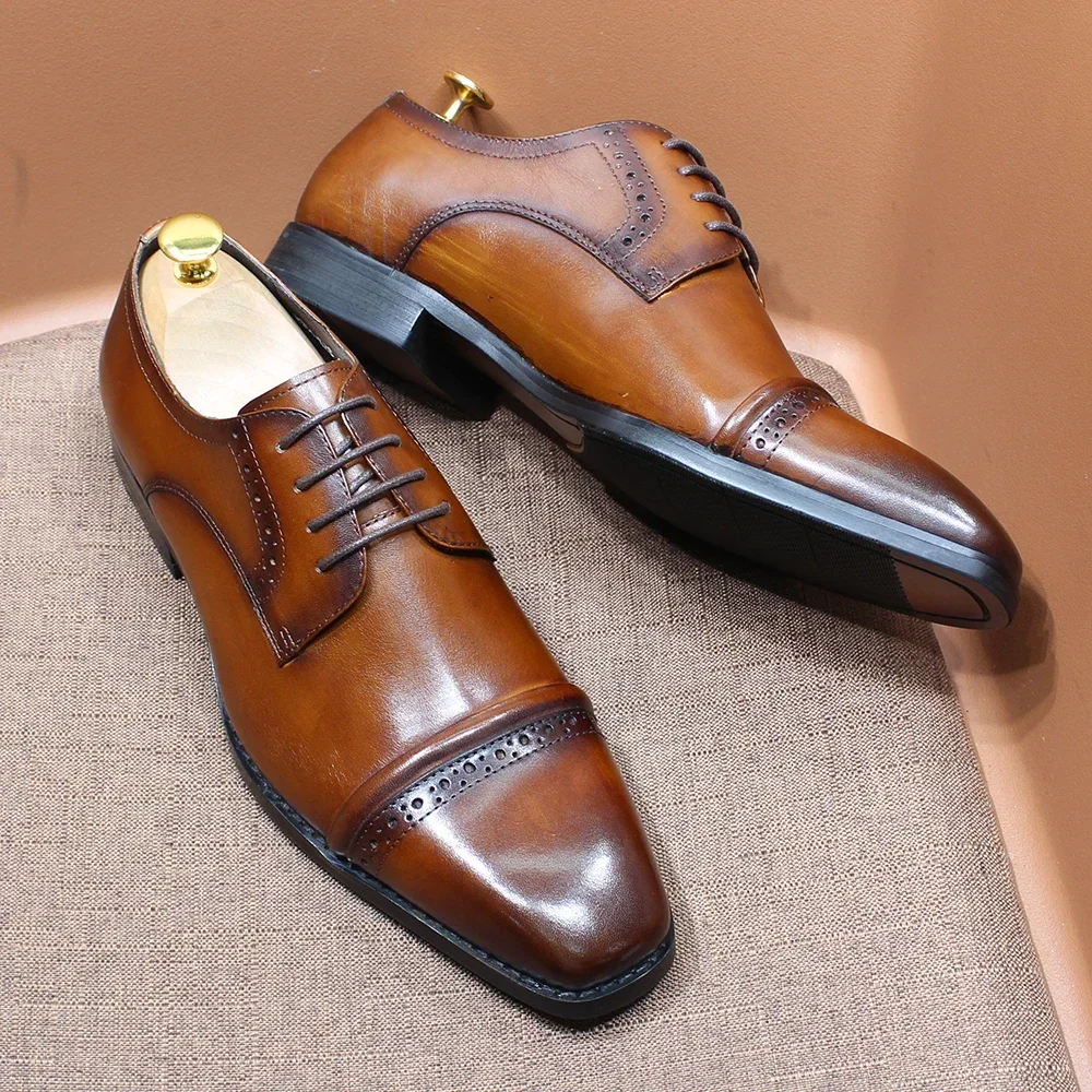 Men'S Shoes Smart - قوي كاب تو أوكسفورد جلد طبيعي