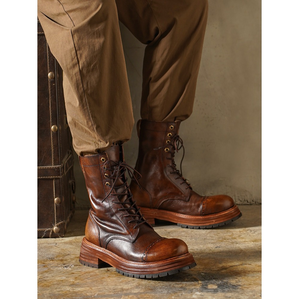 Men'S Shoes Brogues - أحذية رجالية من الجلد الطبيعي للدراجات