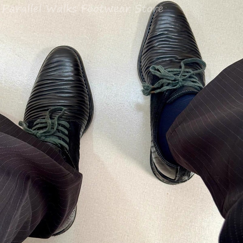 Men'S Shoes Smart - أحذية ديربي رجالية من الجلد المطوي،