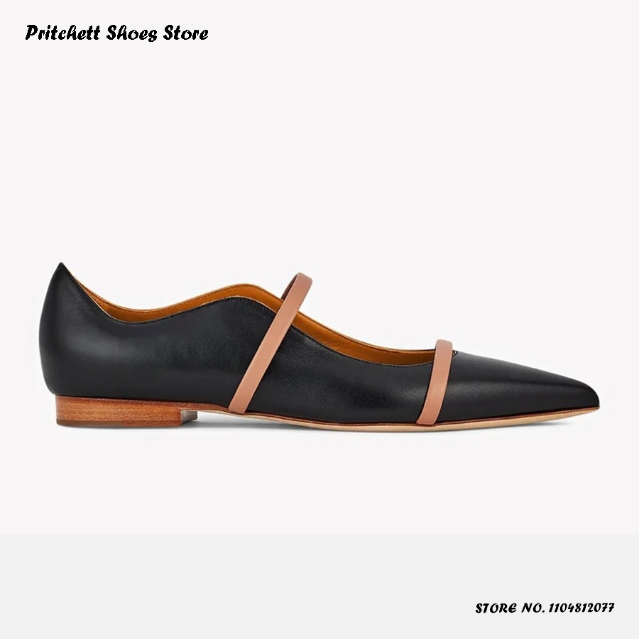 Men Shoes Casual - المرأة المزدوجة الأشرطة الجلود الباليه الشقق