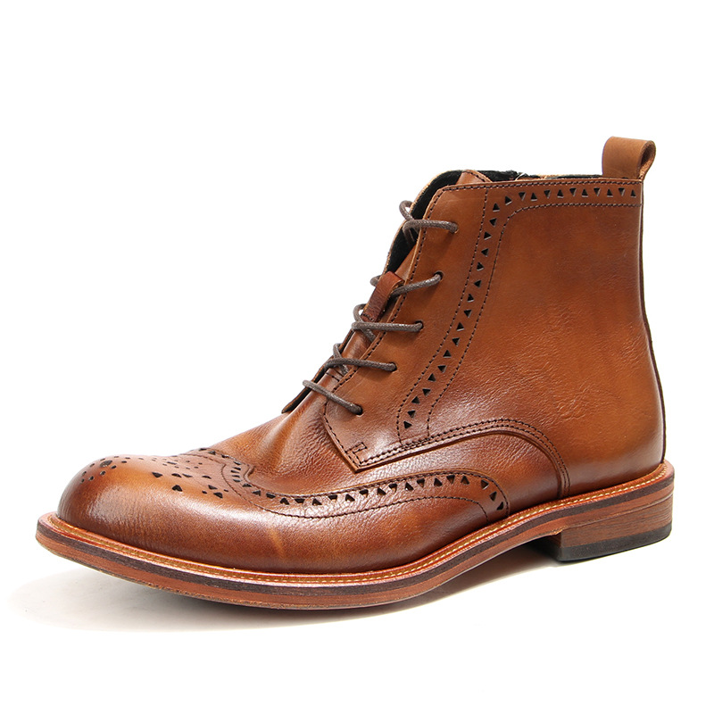 Men'S Shoes Brogues - خمر رجل الكاحل تشيلسي الأحذية الفاخرة