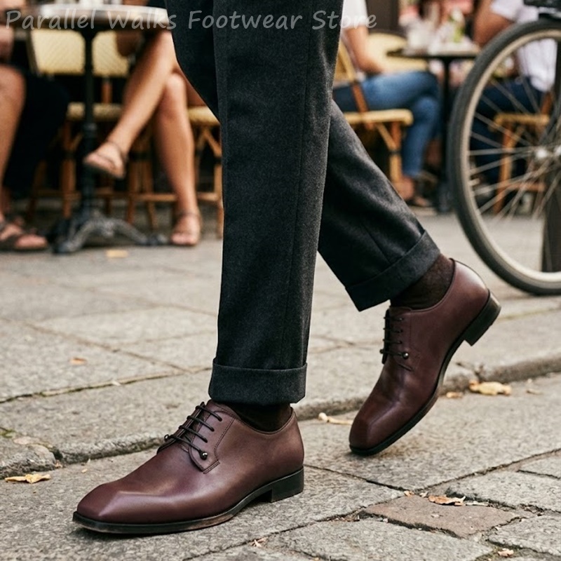 Men'S Shoes Smart - أحذية ديربي رجالية من الجلد البني